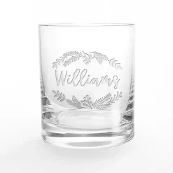 Personalized Wreath Whiskey Glasses, Set of 2