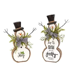 Pine Greeting Snowman Figurines, Set of 2