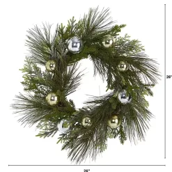 Pine Mix and Ornament Wreath