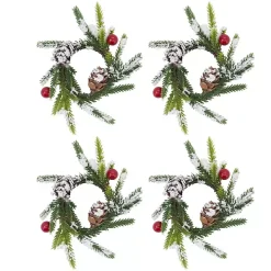 Pineberry Christmas Wreath Napkin Rings, Set of 4