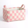 Pink & White Checkered Sherpa Storage Bin