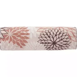 Pink and Beige Floral Outdoor Bolster Pillow