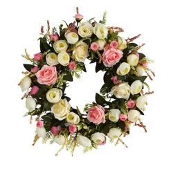 Pink and Ivory Roses Wreath
