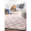 Pink and White Iliza Trellis Area Rug, 5x8