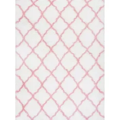 Pink and White Iliza Trellis Area Rug, 5x8
