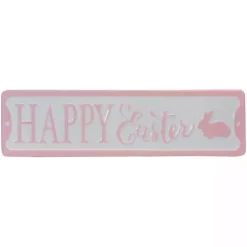 Pink and White Metal Happy Easter Wall Plaque