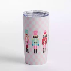 Pink Checkered Nutcracker Christmas Tumbler