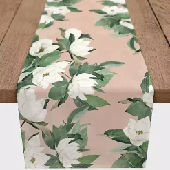 Pink Floral Print Cotton Twill Table Runner
