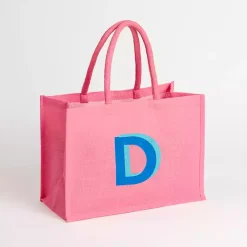 Pink Monogram D Jute Tote Bag