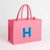 Pink Monogram H Jute Tote Bag