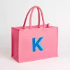 Pink Monogram K Jute Tote Bag