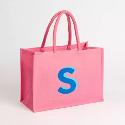 Pink Monogram S Jute Tote Bag