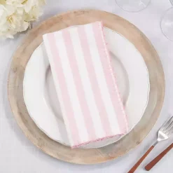 Pink Striped Whipstich Napkins, Set of 4