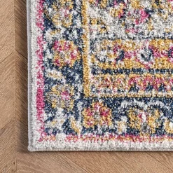 Pink Vintage Medallion Area Rug, 8x12