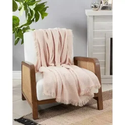 Pink Waffle Weave Throw Blanket