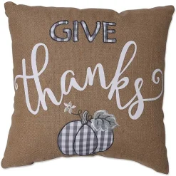 Plaid Give Thanks Pillow