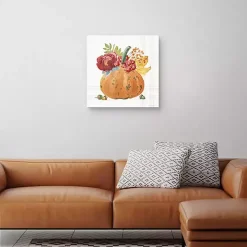 Plaid Pumpkin Florals Canvas Art Print