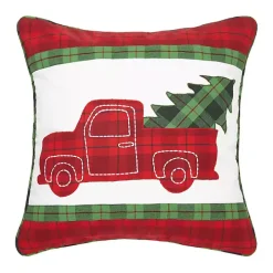 Plaid Truck Christmas Pillow
