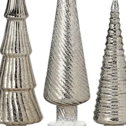 Platinum Mercury Glass Christmas Trees, Set of 3