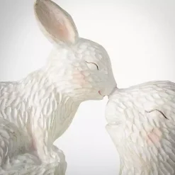 Playful Easter Bunny and Baby Figurine