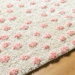 Plush Pink Dotted Area Rug, 5x7