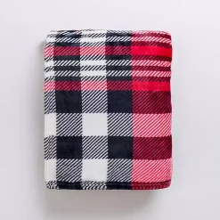 Plush Red and Black Plaid Throw