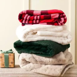 Plush Red and Black Plaid Throw