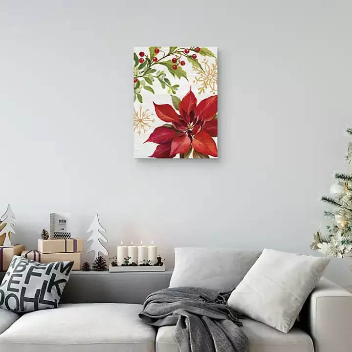 Poinsettia and Holly Canvas Art Print