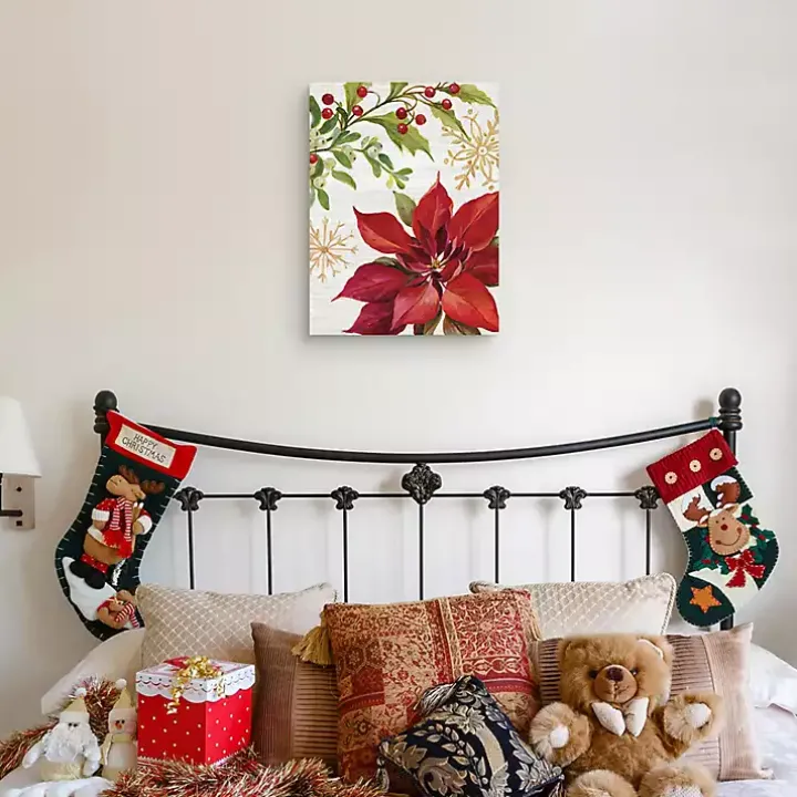 Poinsettia and Holly Canvas Art Print