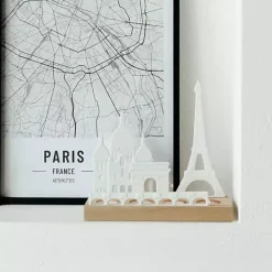 Porcelain and Wood Paris Tealight Candle Holder