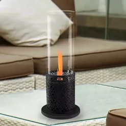 Portable Tabletop Fireplace on Black Base