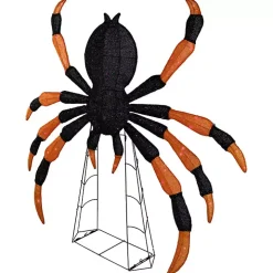 Pre-Lit Black and Orange Outdoor Spider Decoration