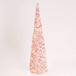 Pre-Lit Candy Cane Pom Pom Christmas Tree, 39 in.