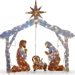 Pre-Lit Crystal Sisal Nativity Scene