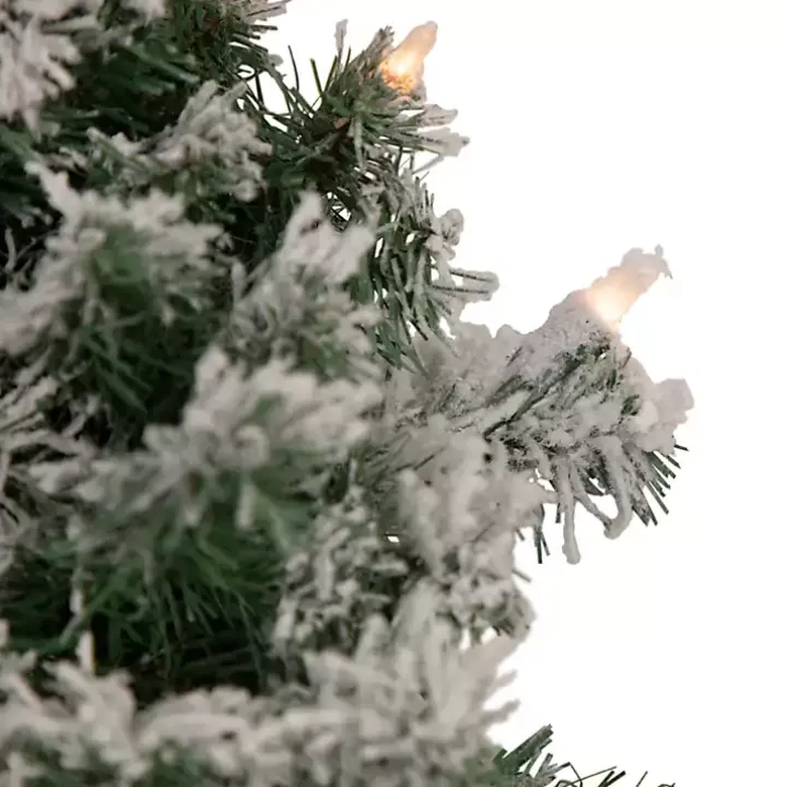 Pre-lit Flocked Artificial Pine Wreath