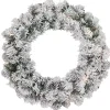 Pre-Lit Flocked Madison Pine Wreath
