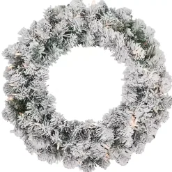 Pre-Lit Flocked Madison Pine Wreath