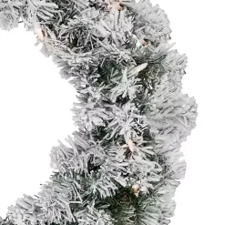 Pre-Lit Flocked Madison Pine Wreath