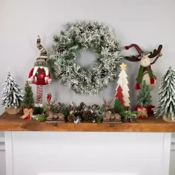 Pre-Lit Flocked Madison Pine Wreath