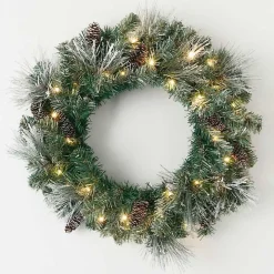 Pre-Lit Frosted Pine and Pinecone Christmas Wreath