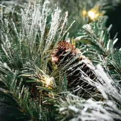 Pre-Lit Frosted Pine and Pinecone Christmas Wreath