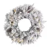 Pre-Lit Fully Flocked Pine Branch Wreath