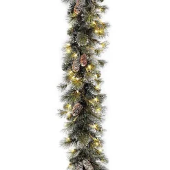 Pre-Lit Glittery Pine Christmas Garland, 9 ft.