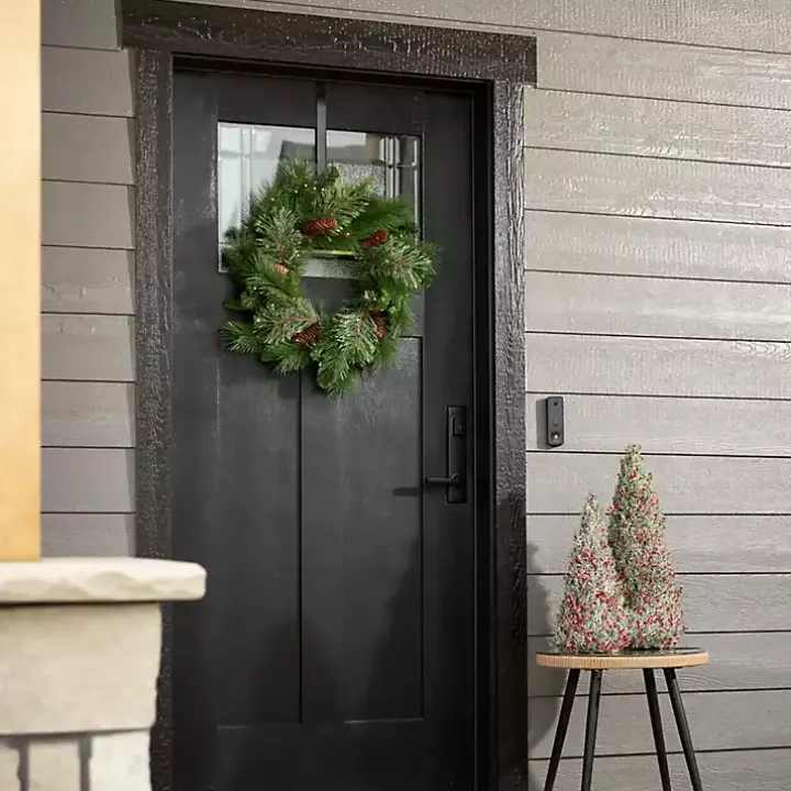 Pre-Lit Mixed Pine and Pinecone Christmas Wreath