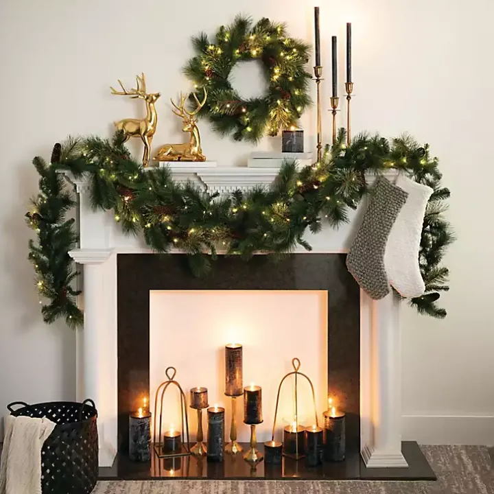 Pre-Lit Mixed Pine and Pinecone Christmas Wreath