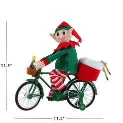 Pre-Lit Moving Christmas Elf Bicycle Figurine