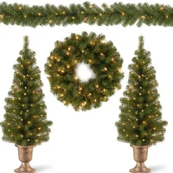 Pre-Lit Natural Pine 4-pc. Christmas Greenery Set