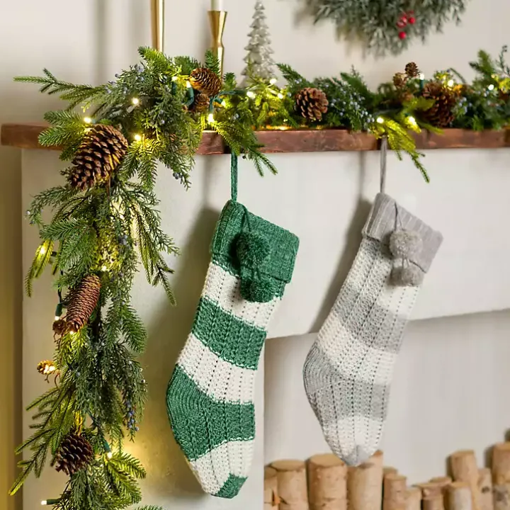 Pre-Lit Norfolk Pine and Blue Berry Garland