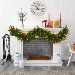 Pre-Lit Pine and Berry Garland