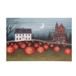 Pre-Lit Pumpkin Field Halloween Canvas Art Print
